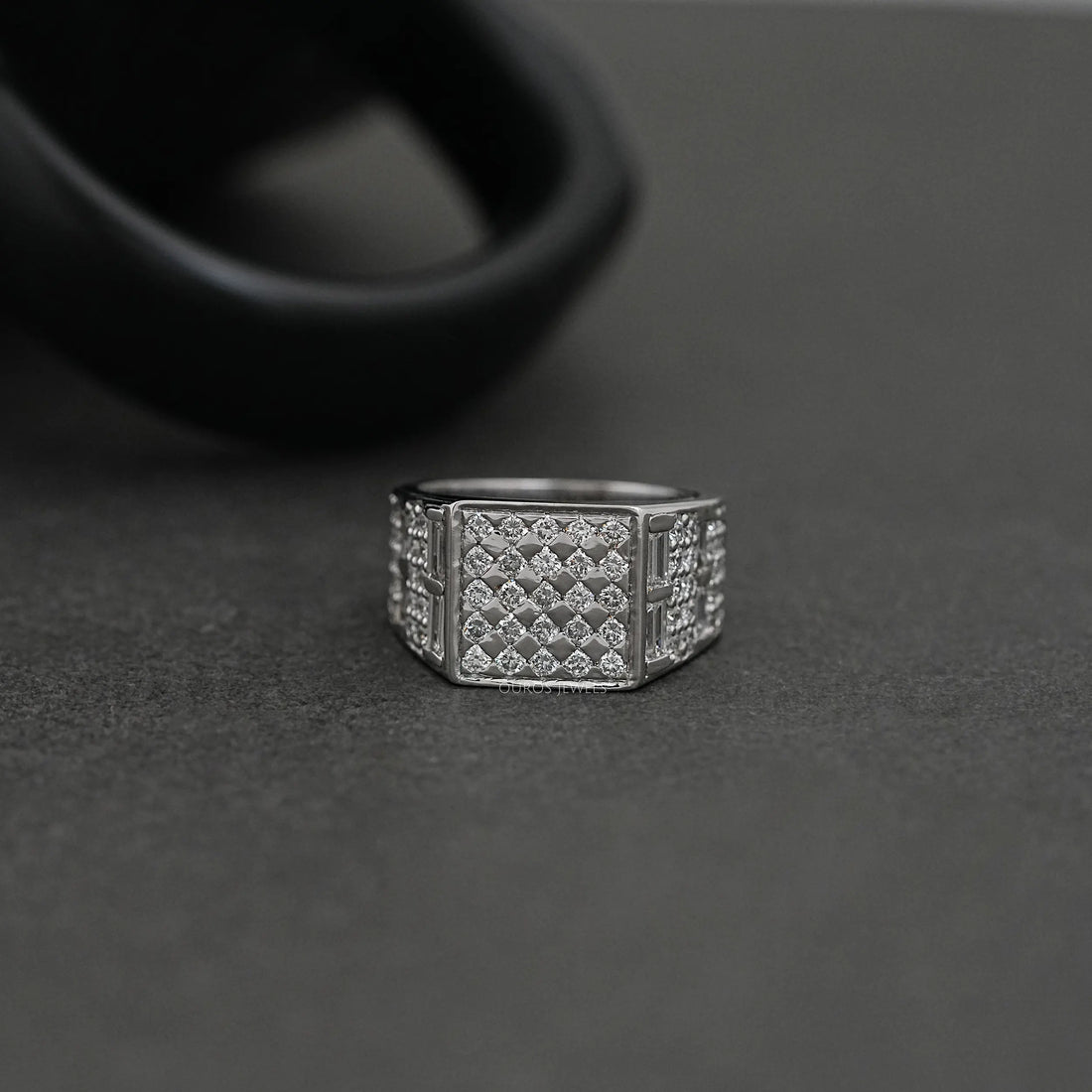Grid Cluster Diamond Ring For Men's Rings