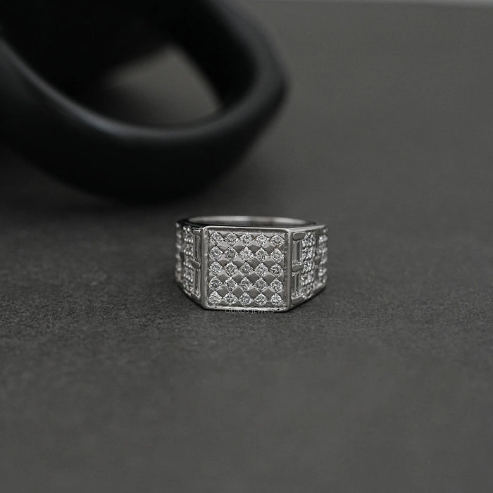 Bague en diamant avec grille pour homme