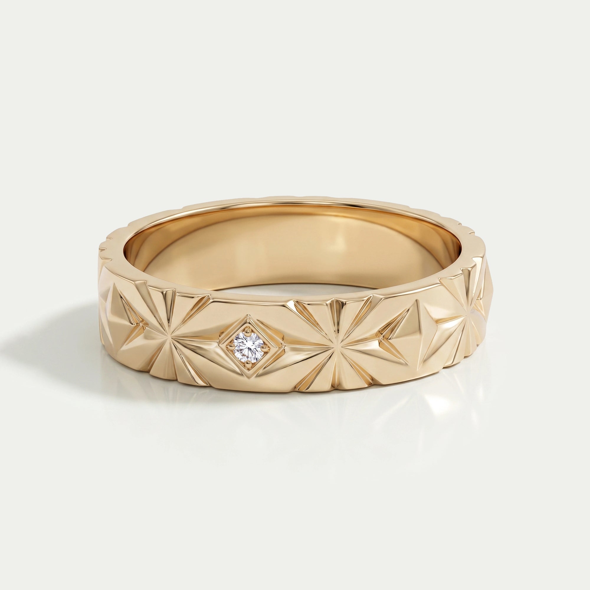 Engraving Men's Wedding Band With Diamond Ring