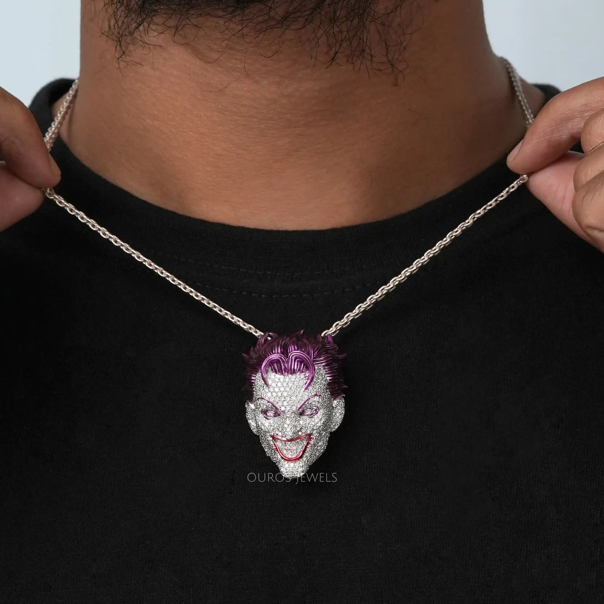 Round Lab Diamond Hip Hop Joker Pendant