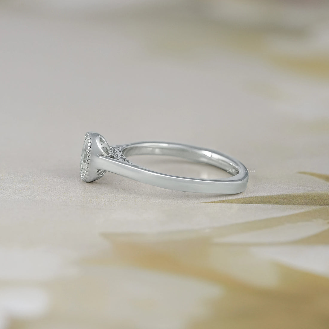 Old Mine Cushion Cut Milgrain Bezel Solitaire Ring Ring