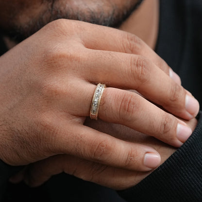 French Baguette Cut Lab Diamond Wedding Band For Men's Rings