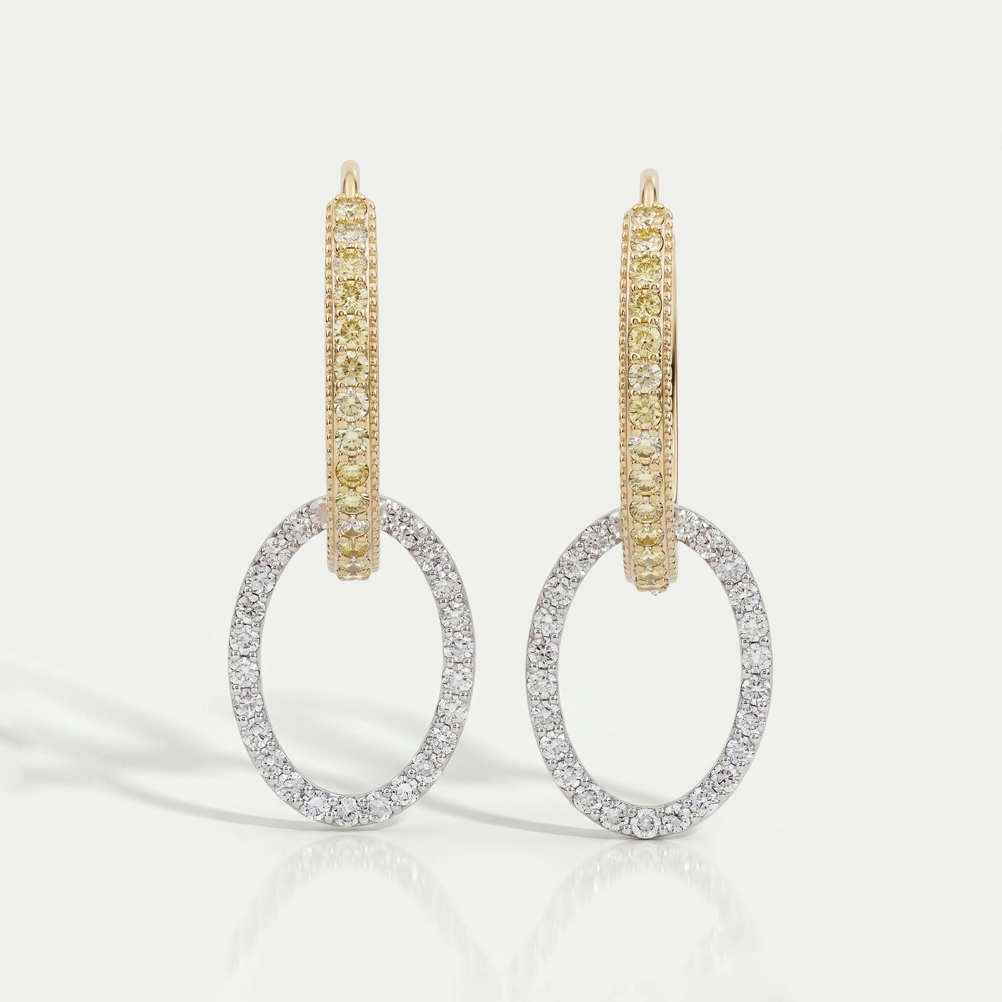 Modern Dual Tone Hoop Earrings with Lab Diamonds Earrings