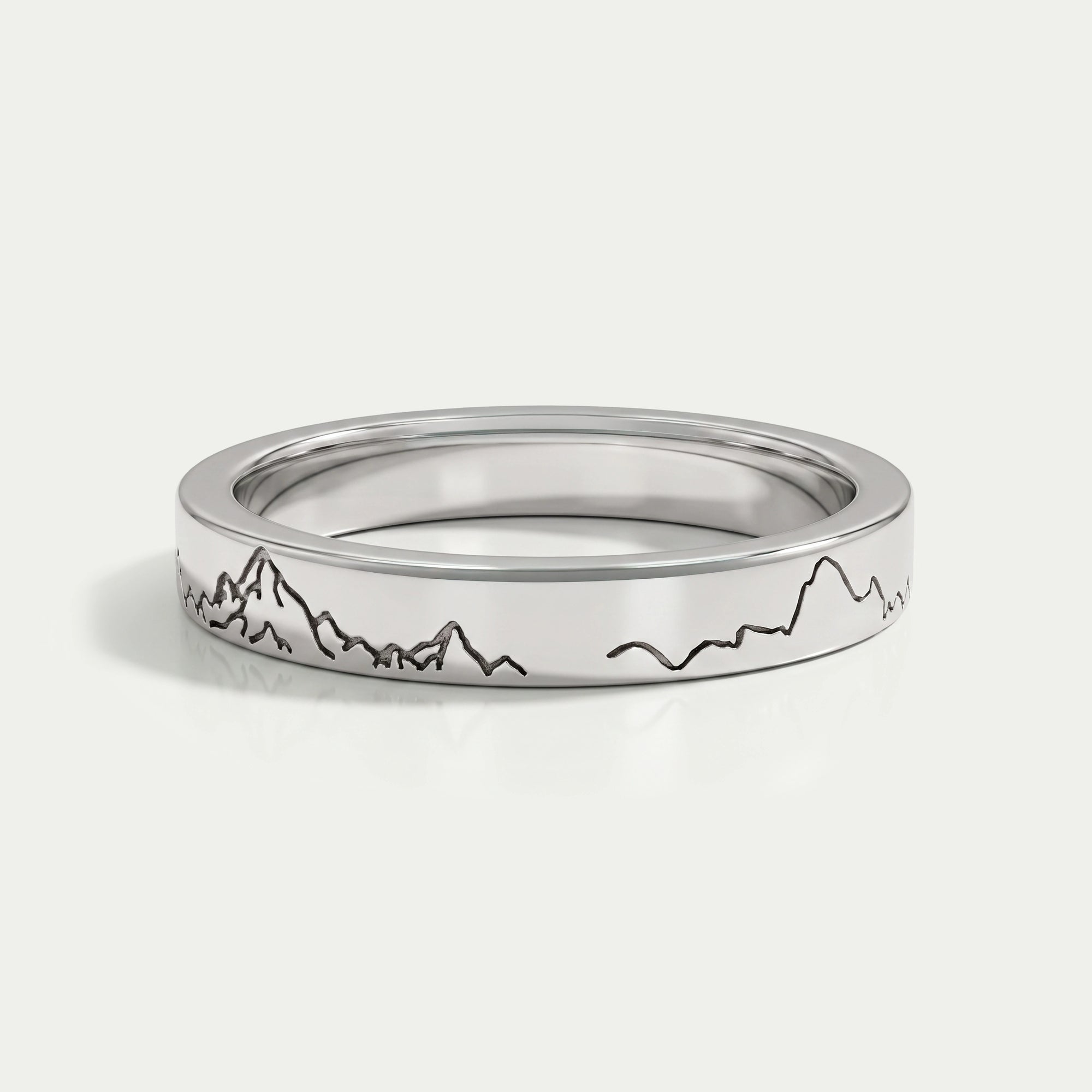 Mountain Pattern Engraved Unisex Band Rings