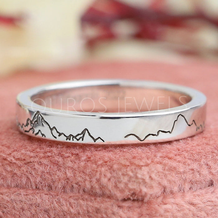 Mountain Pattern Engraved Unisex Band