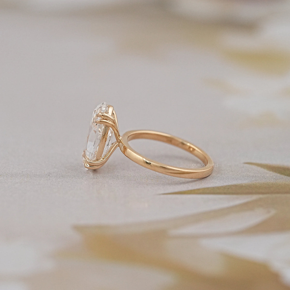 Old Mine Moval Cut Solitaire Engagement Ring Rings