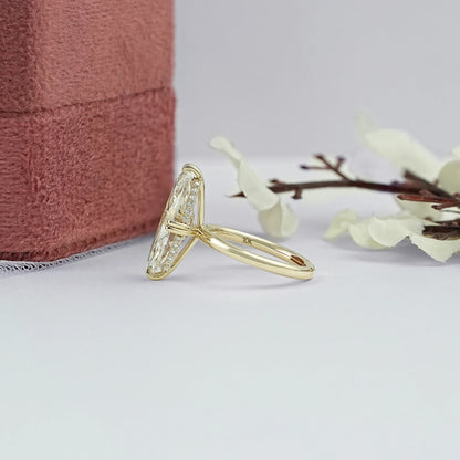 Moval Cut Lab Diamond Hidden Halo Ring Ring