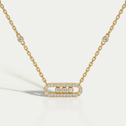 Movable Lab Diamond Paperclip Pendant Necklaces