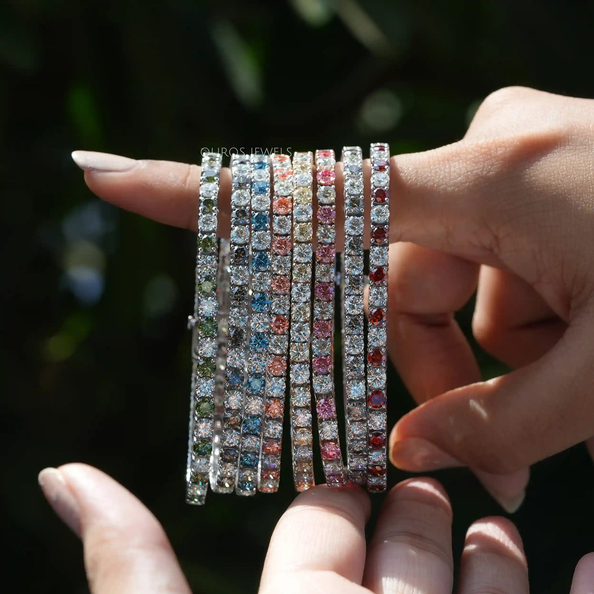 3.80 MM Fancy Color Round Cut Diamond Tennis Bracelet Bracelet