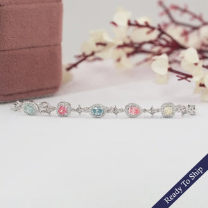 Bracelet à lignes alternées et diamants multiples