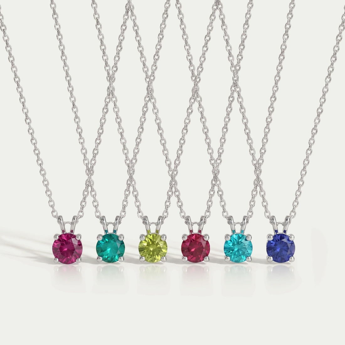 Round Shape Solitaire Lab Gemstone Pendant Necklaces