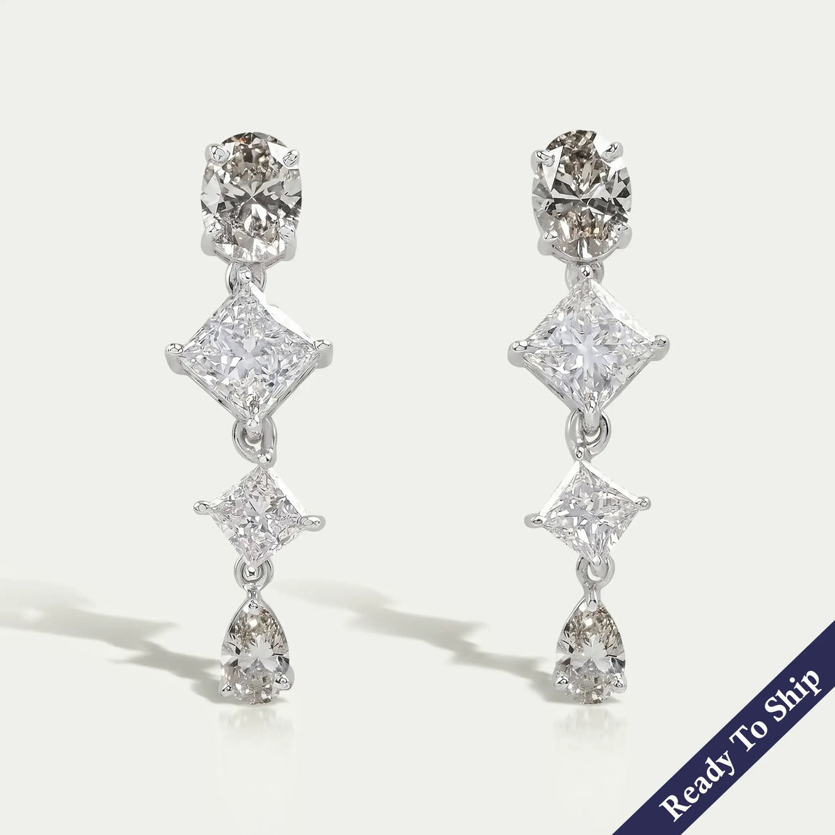 Olive Multi Shape Lab Diamond Drop Earrings Earrings