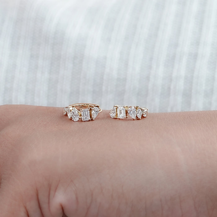 Multi Shape Lab Diamond Hoops Earrings