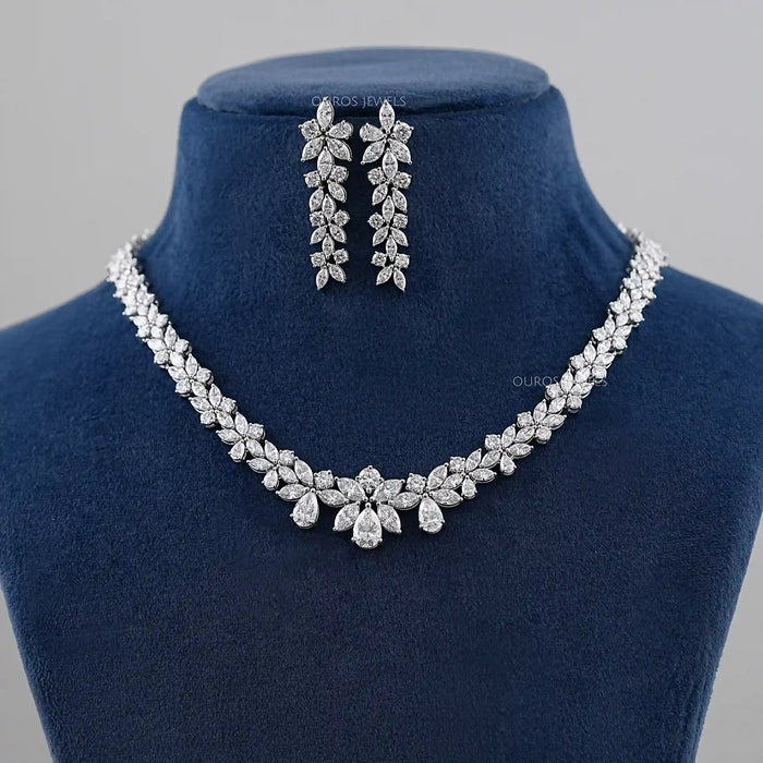Ensemble de collier de mariage avec diamants de laboratoire de formes multiples