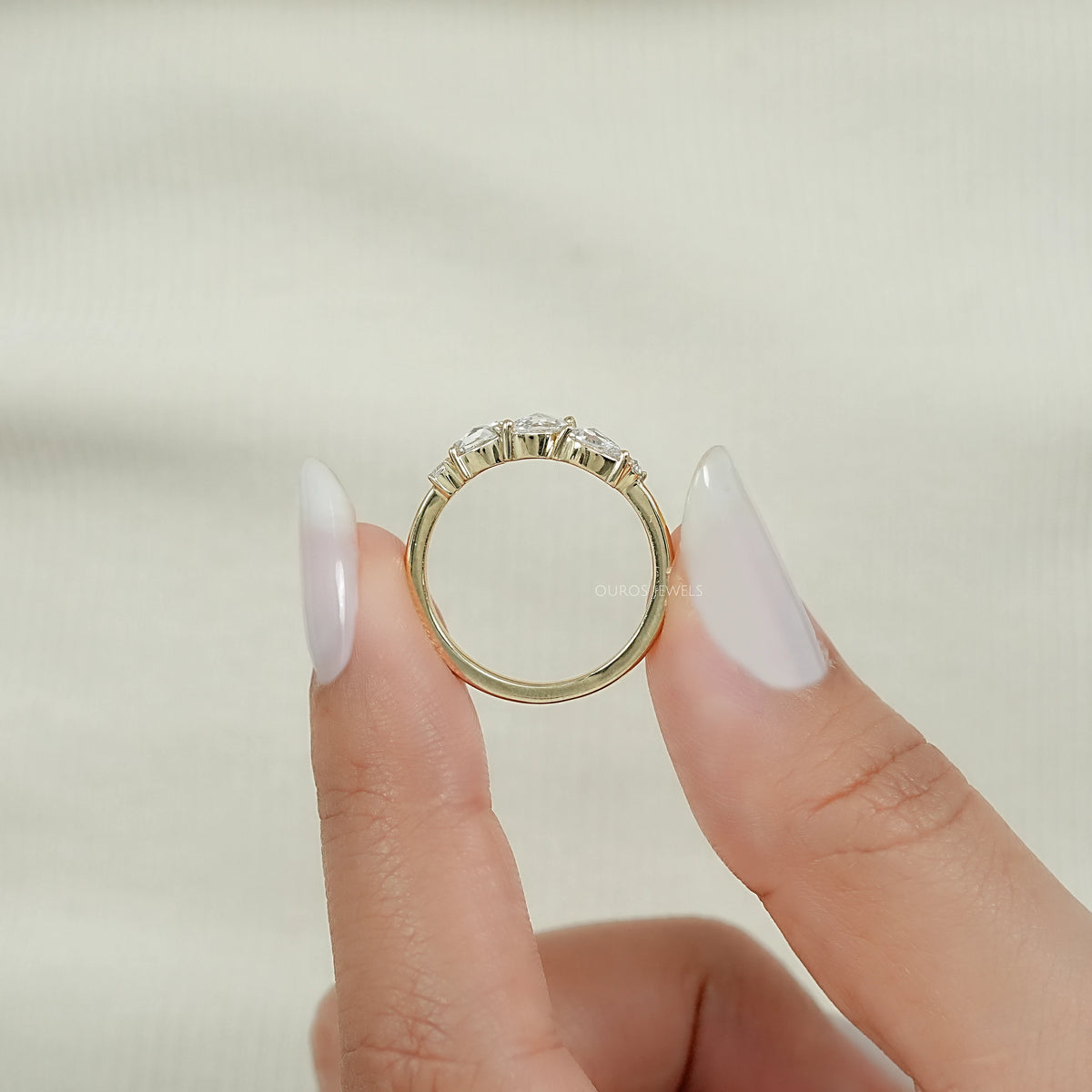 Five Stone Rose Cut Lab Diamond Ring Ring