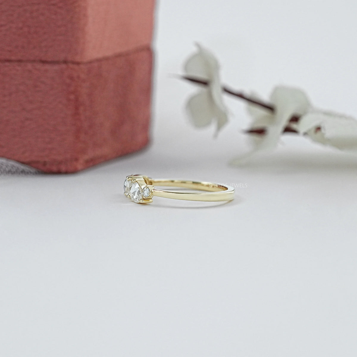 Five Stone Rose Cut Lab Diamond Ring