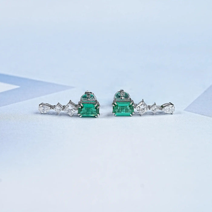 Gemstone  Emerald  Multi  Shape  Drop Earrings