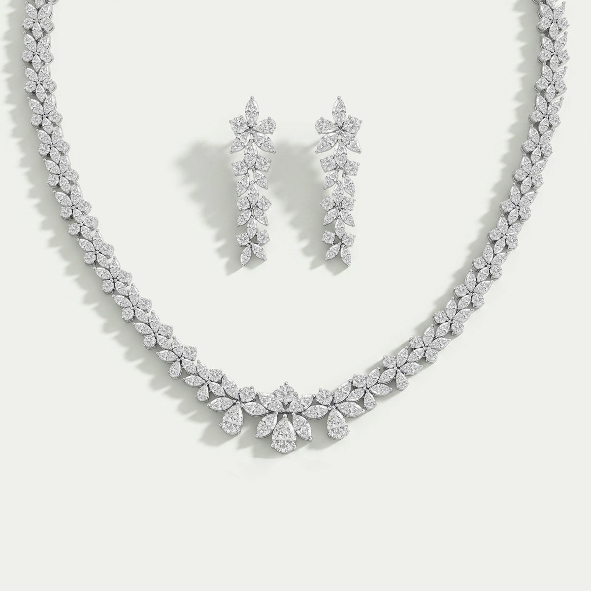 Multiple Shape Lab Diamond Wedding Necklace Set Necklaces