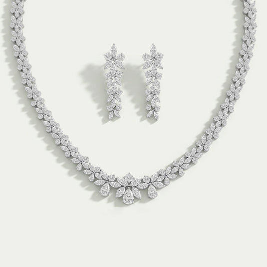 Multiple Shape Lab Diamond Wedding Necklace Set Necklaces