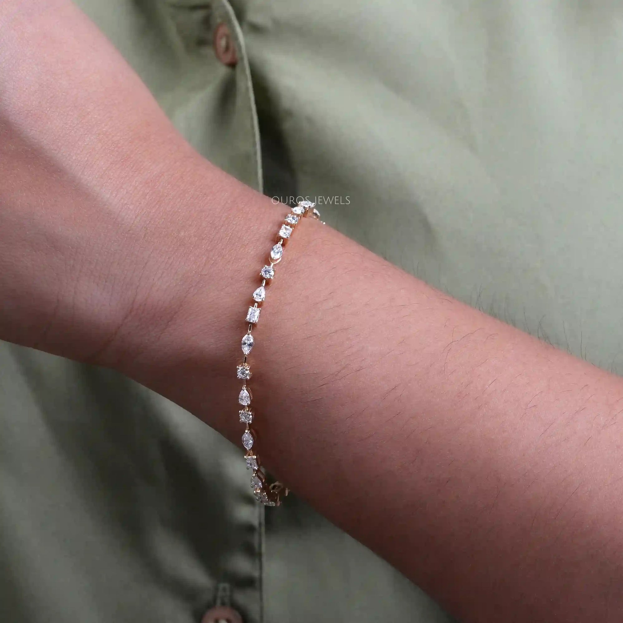 Multi Shape Lab Diamonds East West Setting Bracelet