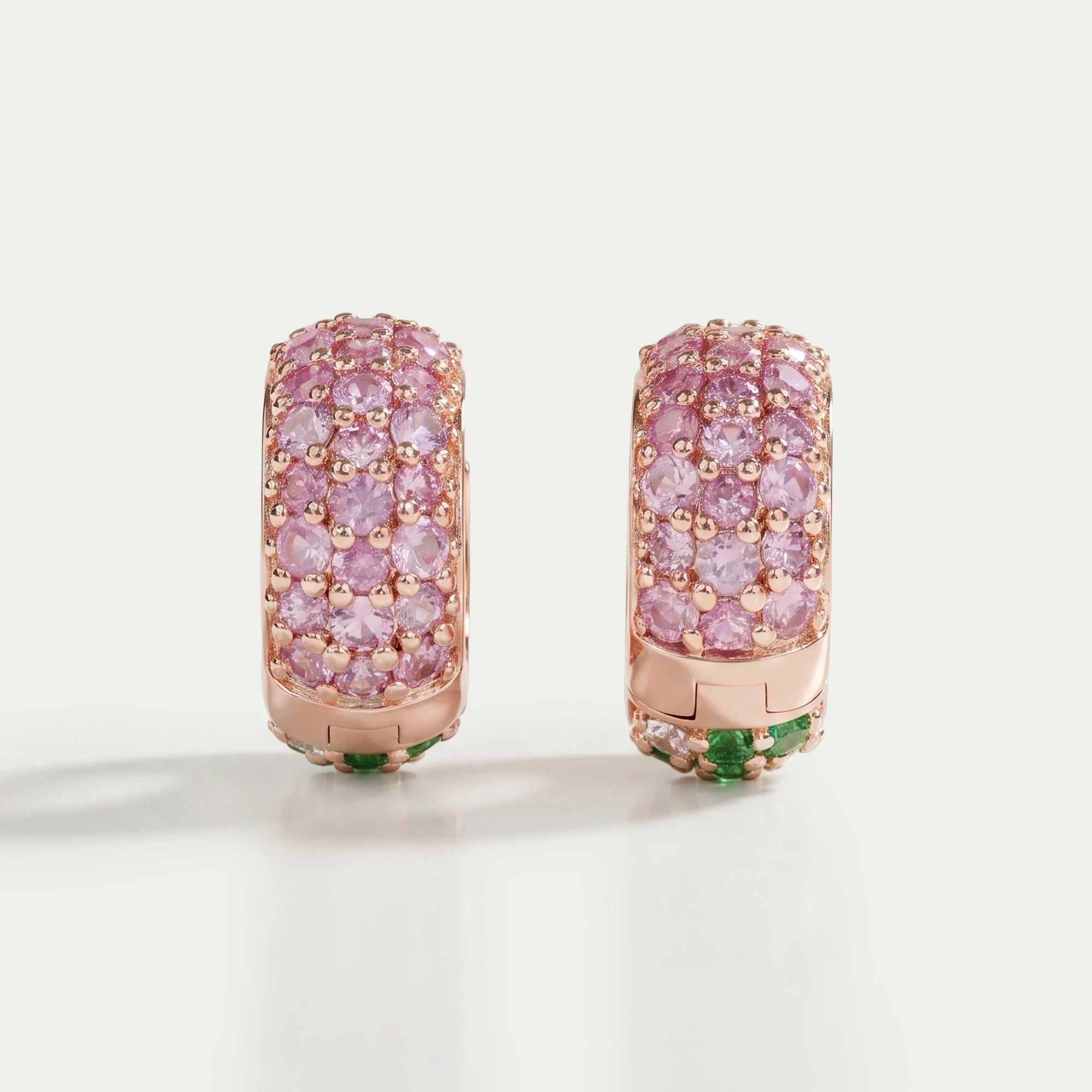Natural Gemstone Pave Huggie Hoop Earrings Earring