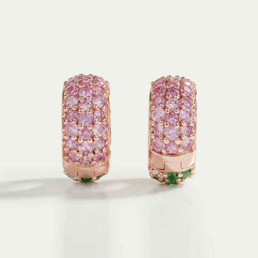 Natural Gemstone Pave Huggie Hoop Earrings Earring