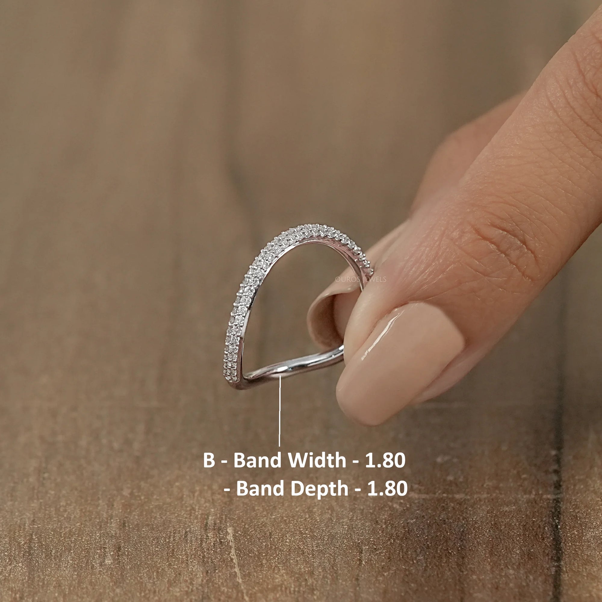 Pave Set Round Lab Diamond Curved Band Ring