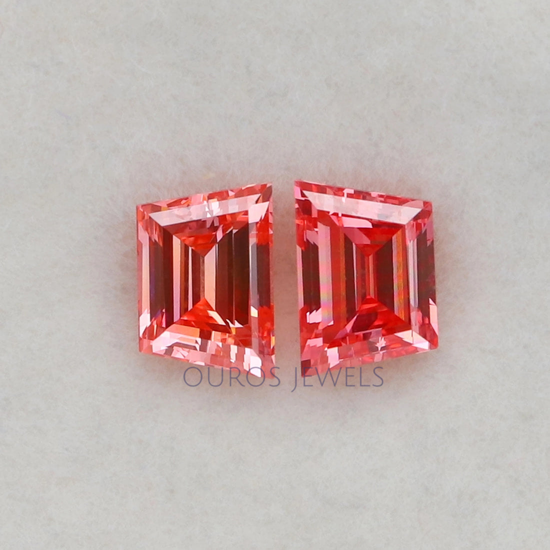 Pink Trapezoid Cut Lab Diamond Pair Loose