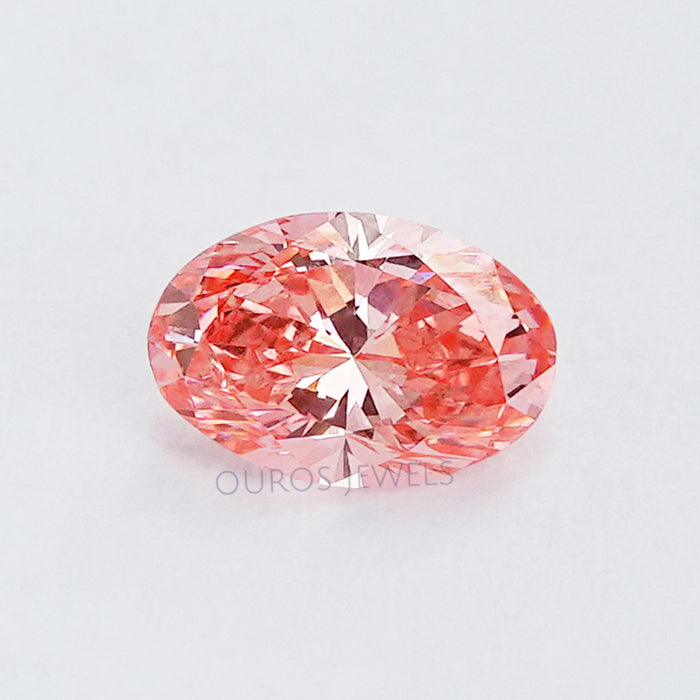 front view of 0.6 carat pink oval lab grown diamond loose