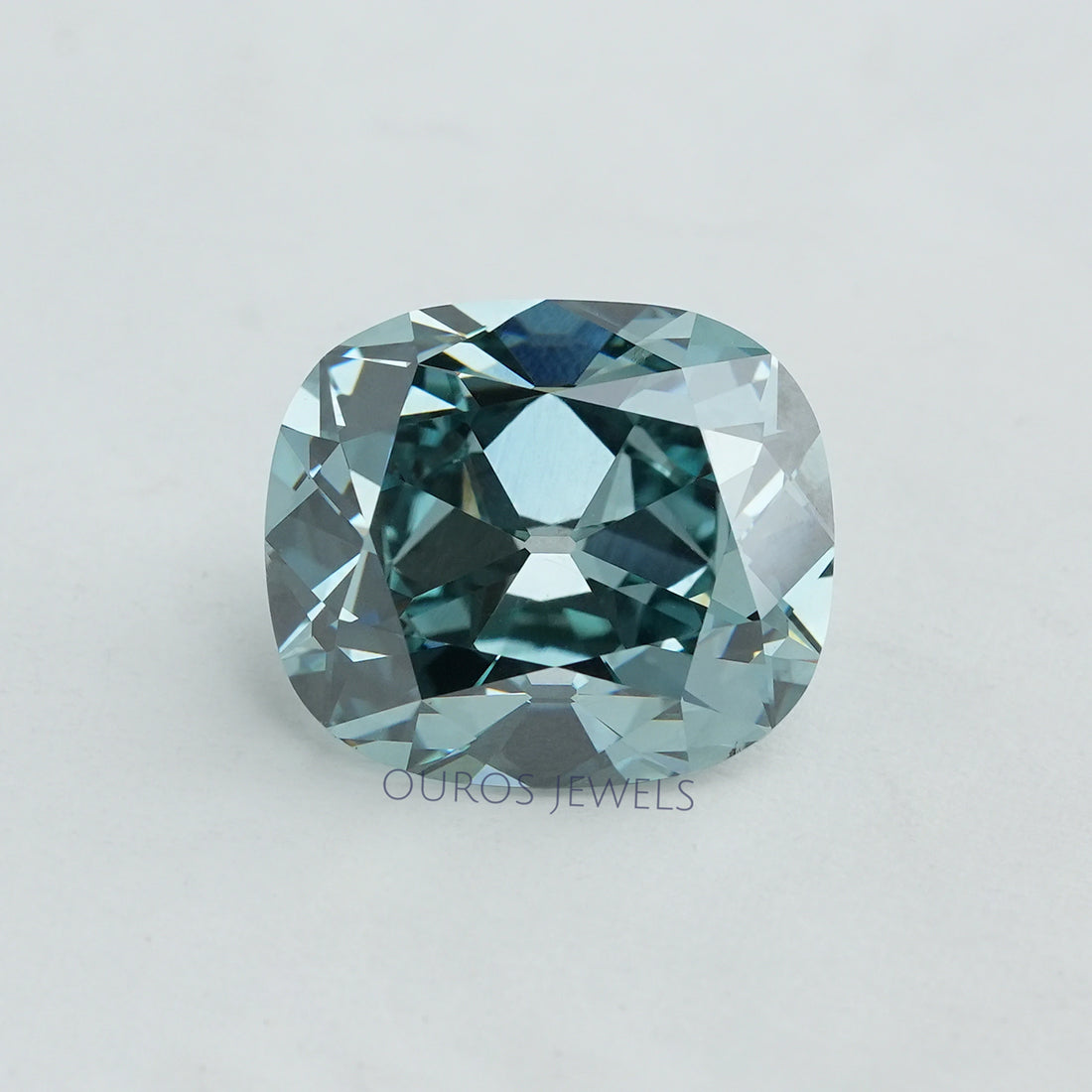 7.16 Carat Fancy Vivid Bluish Green Cushion Cut Lab Diamond Loose