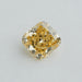 front view of yellow cushion cut lab grown diamond loose