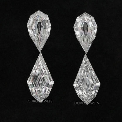 4.15 TCW Step Cut Pear And Kite Diamond Loose Pair