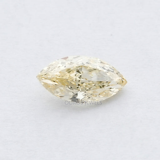 front view of yellow marquise cut lab grown diamond loose