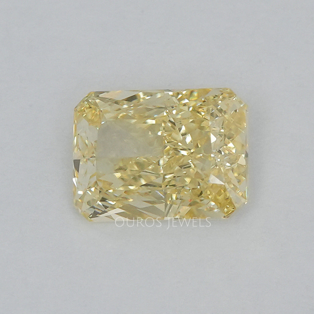 front view of 2.15 carat yellow radiant cut lab grown diamond loose stone