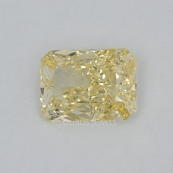 front view of 2.15 carat yellow radiant cut lab grown diamond loose stone