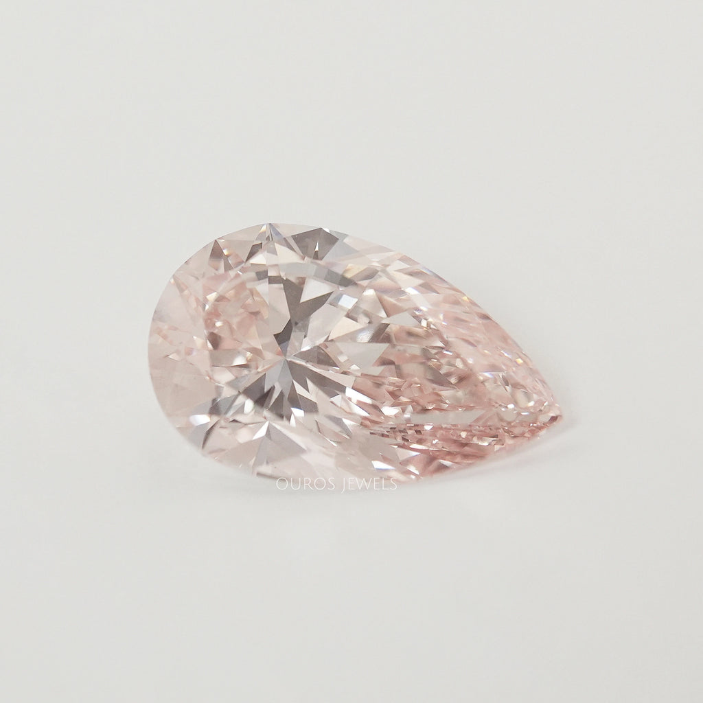front view of 5.05ct fancy intense pink pear shaped lab grown diamond