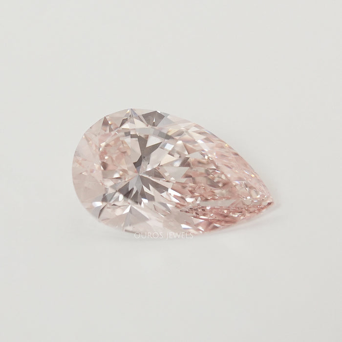 front view of 5.05ct fancy intense pink pear shaped lab grown diamond