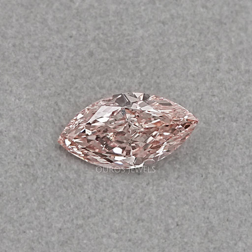 front view of 4 carat loose pink marquise cut lab grown diamond