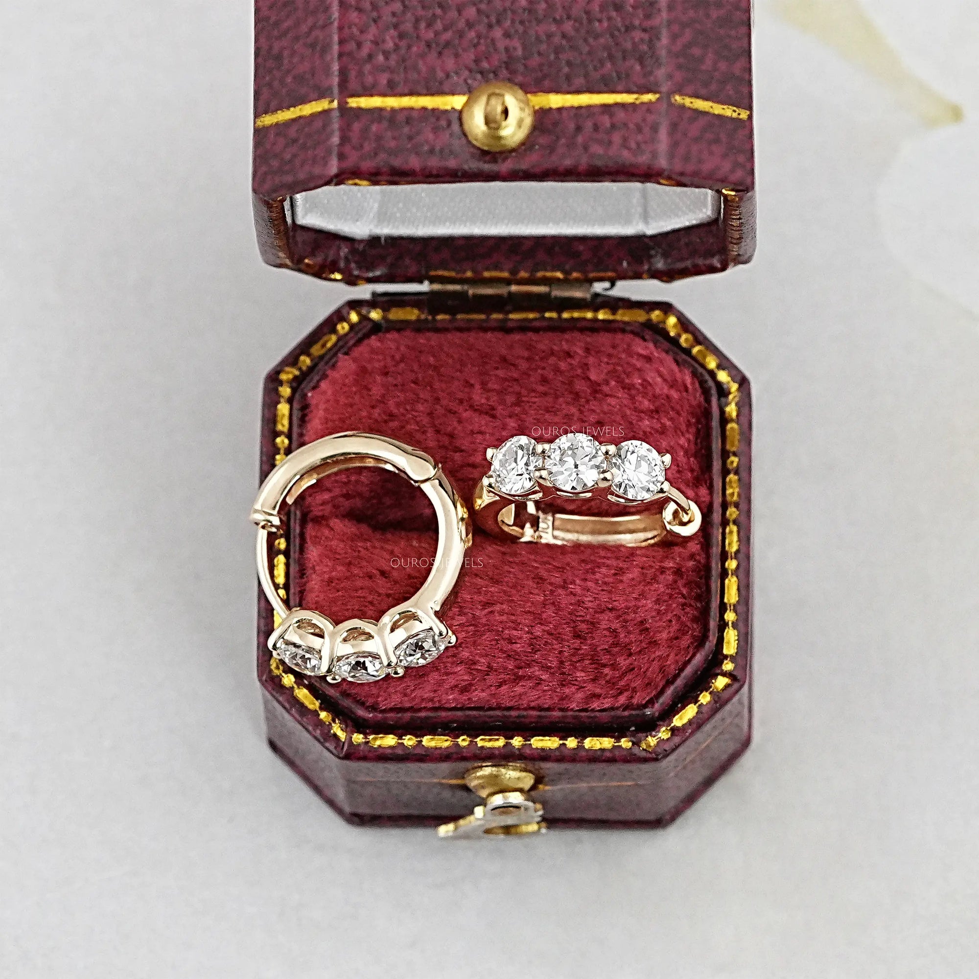 Old European Cut Round Diamond Hoop Earrings For Her Earring