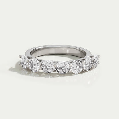 Alliance de mariage européenne semi-éternité avec diamants ronds anciens