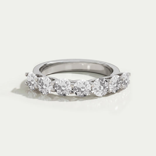 Alliance de mariage européenne semi-éternité avec diamants ronds anciens