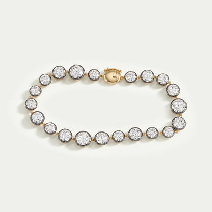 Bracelet européen ancien en diamants de laboratoire à taille ronde - avec revêtement noir