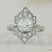 front view of old european round cut diamond bezel set engagement ring