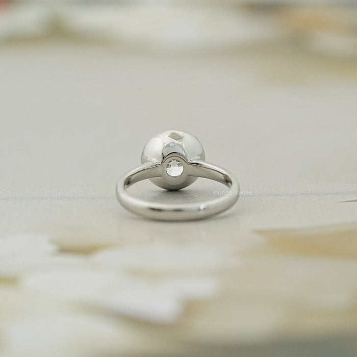 back view of old european round diamond button back engagement ring