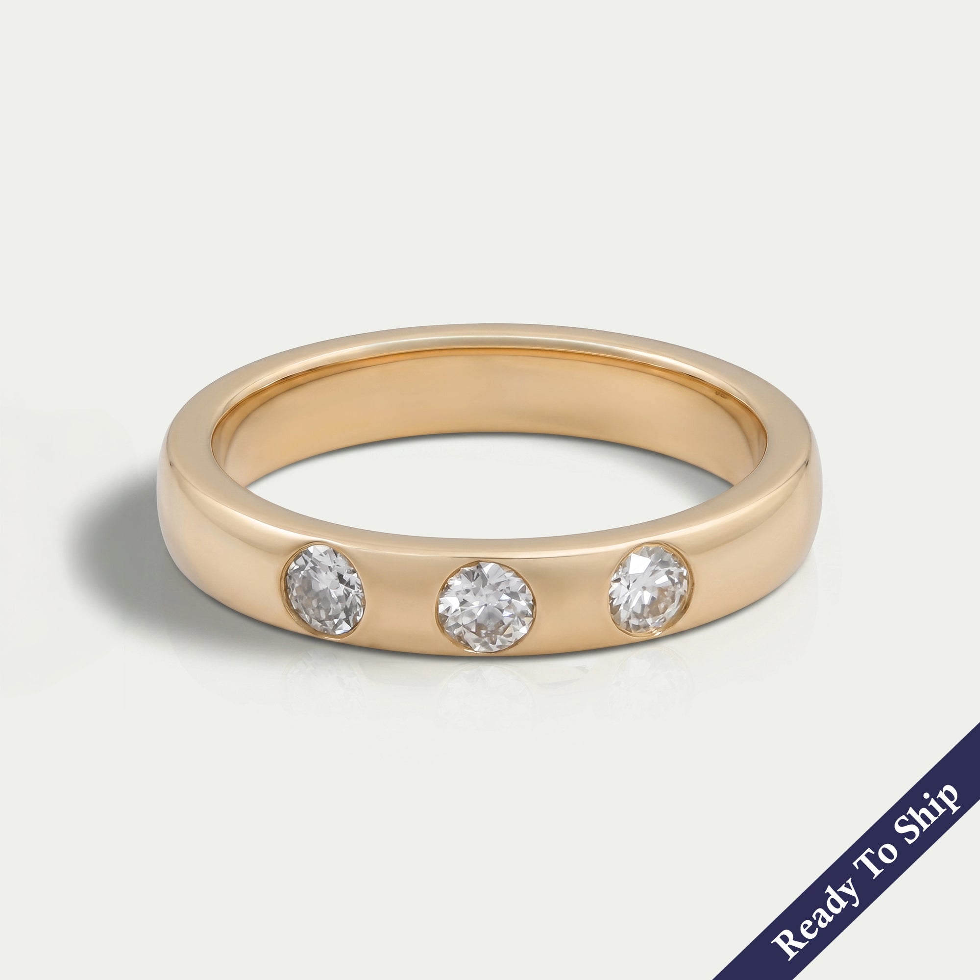 OEC Round Cut Lab Diamond Gypsy Set Band Ring