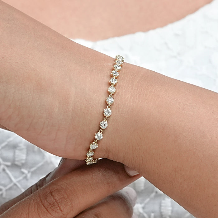 Old European Round Cut Lab Diamond Bracelet