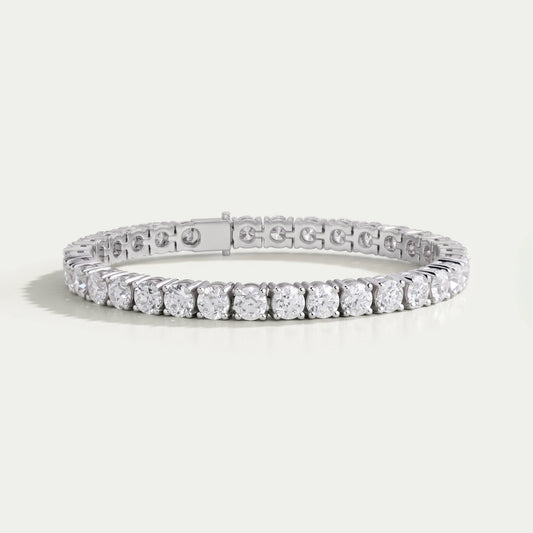Bracelet de tennis européen ancien avec diamants de laboratoire à taille ronde
