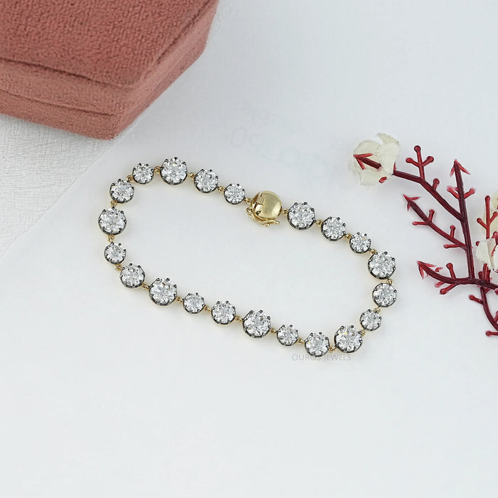 Old European Round Diamond Tennis Bracelet - With Black Coating