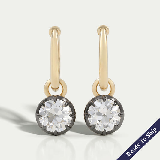 Boucles d'oreilles heurtoirs de porte en diamant taille ancienne