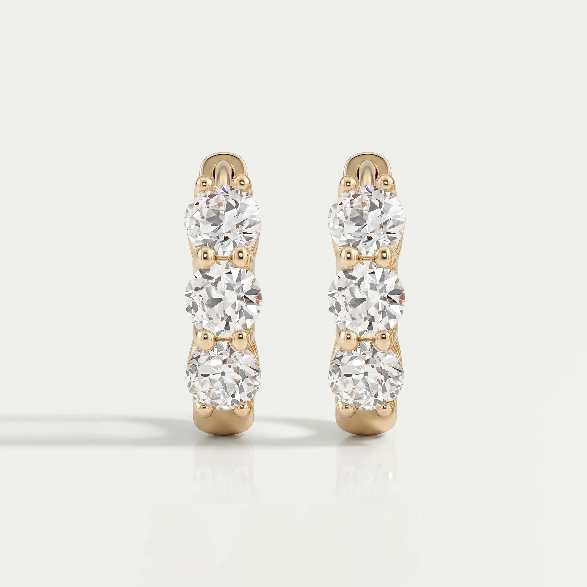 Old European Cut Round Diamond Hoop Earrings For Her Earring